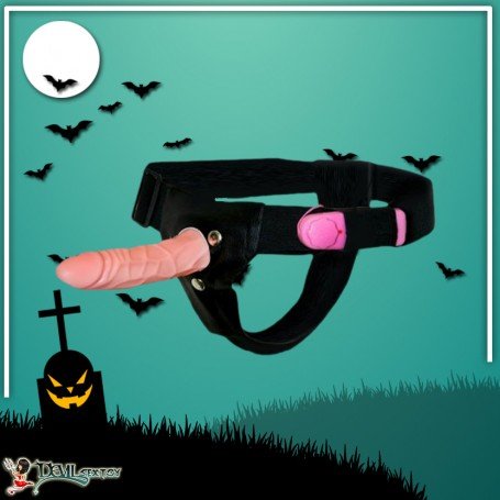 LeLuv 6.5” Male Hollow Vibrating Strap On SO-10