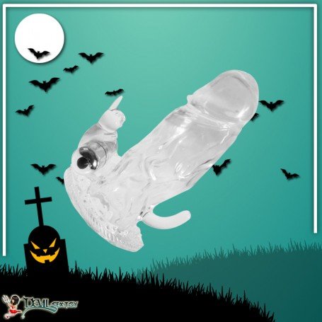 TRIPLE PLEASURE VIBRATING RABBIT PENIS SLEEVE PES-028